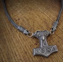 Pagan Silver complete Viking Weave necklace with Thor's Hammer in Sterling Silver